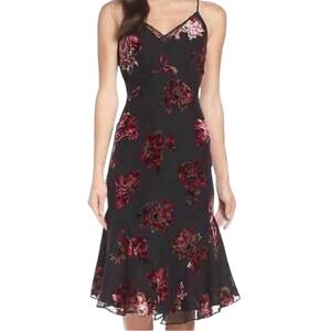 Harilyn Black Strappy Velvet Rose Fit and Flare Dress Womens Small